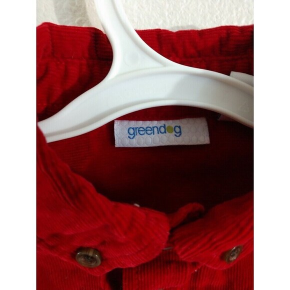 Vintage Boys shirt Greendog Red Button Up 18 Months shirt Girls Corduroy - Picture 3 of 5